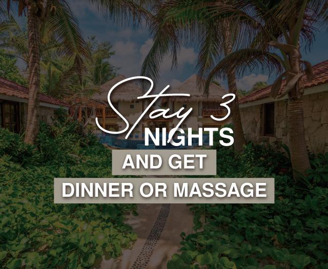 Reserva más de 3 noches y disfruta de una cena o masaje Ana y José Hotel & Beach Club Tulum Reserva más de 3 noches y disfruta de una cena o masaje Ana y José Hotel & Beach Club Tulum